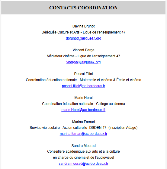 contacts coordination