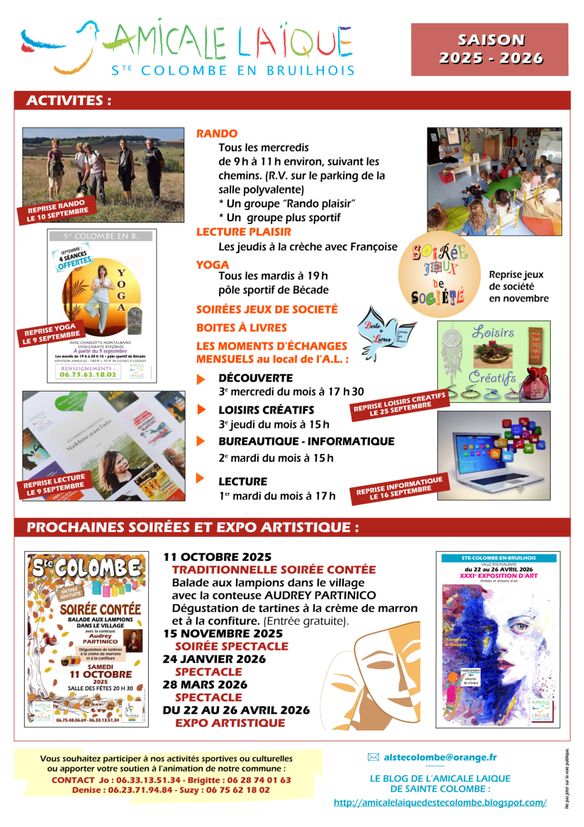CALENDRIER 2025 2026 AL STE COLOMBE